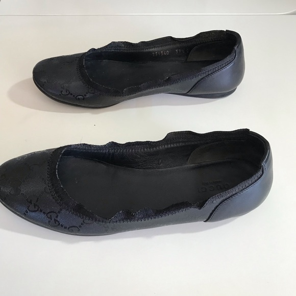 Gucci Black GG Logo flats Size 7.5 G - Picture 9 of 16